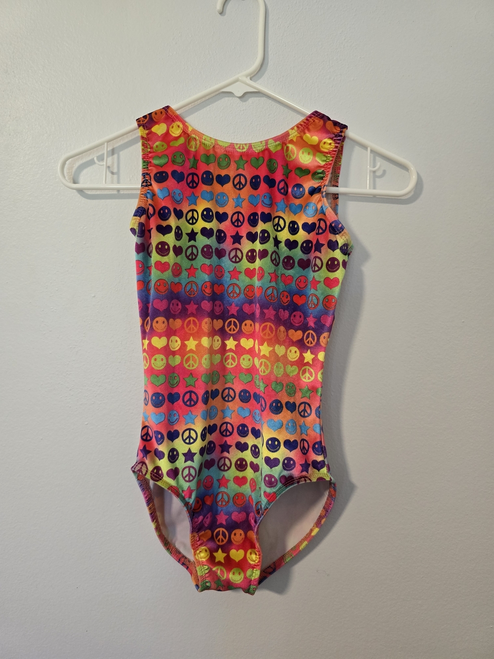 Girls Rainbow Peace Sign One-Piece Leotard Gymnastics Or Dance AXS